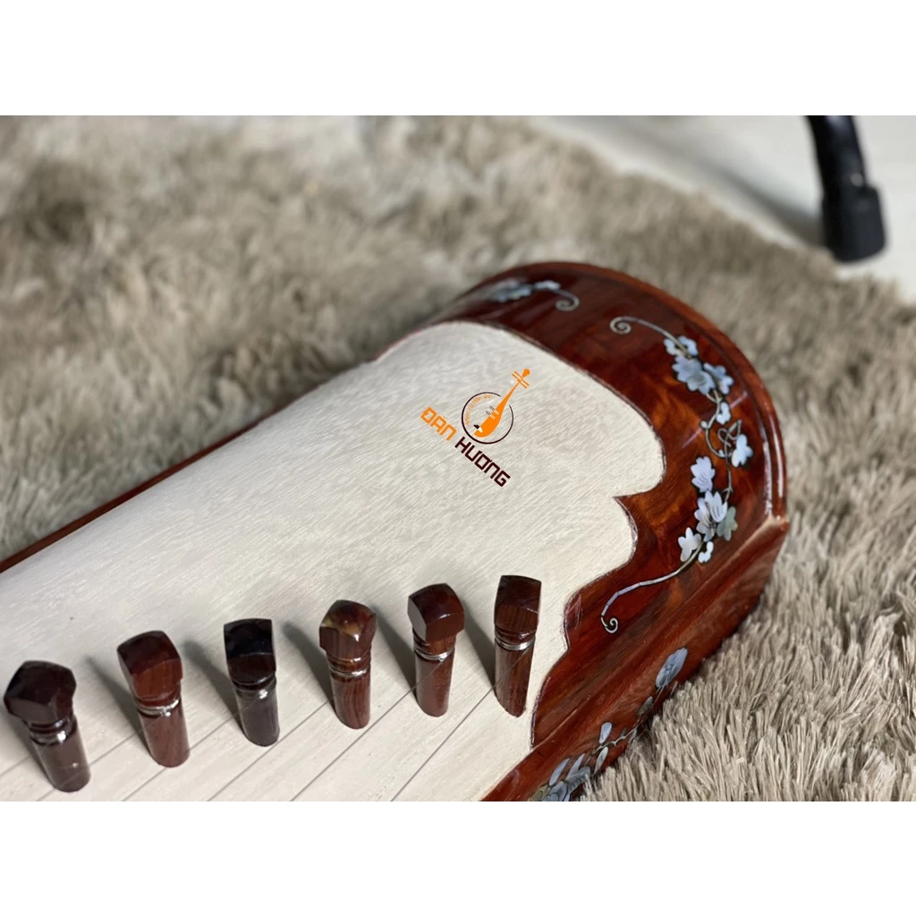 Vietnamese Zither Made from Carved Padauk (gỗ Hương) with Inlaid Mother-of-Pearl - Traditional Vietnamese Musical Instrument