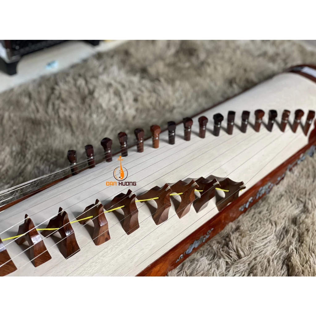 Vietnamese Zither Made from Carved Padauk (gỗ Hương) with Inlaid Mother-of-Pearl - Traditional Vietnamese Musical Instrument