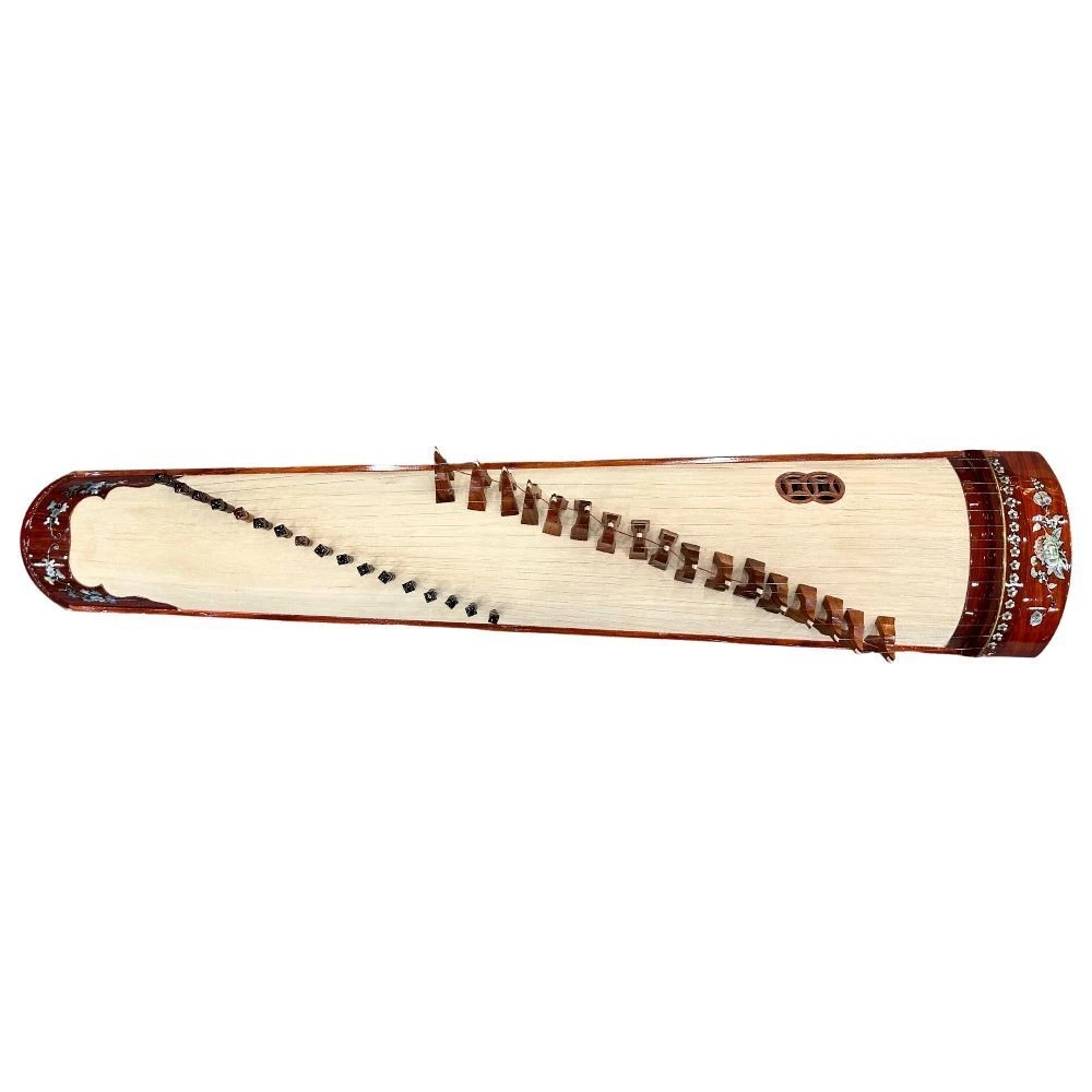 Vietnamese Zither Made from Carved Padauk (gỗ Hương) with Inlaid Mother-of-Pearl - Traditional Vietnamese Musical Instrument