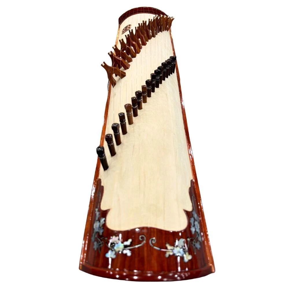 Vietnamese Zither Made from Carved Padauk (gỗ Hương) with Inlaid Mother-of-Pearl - Traditional Vietnamese Musical Instrument
