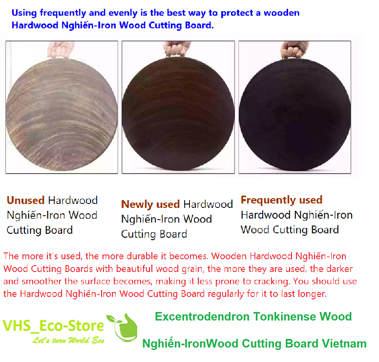 Handcrafted 34x5cm Excentrodendron Tonkinense (Nghiến-IronWood) Cutting Board Authentic, No Sawdust for slicing, chopping chicken, duck, and bones
