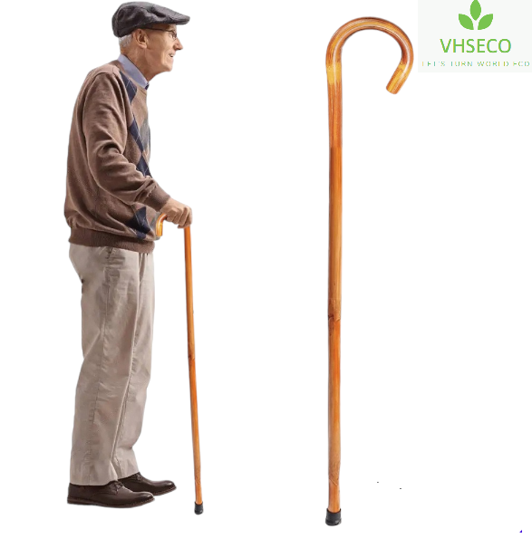 Men's and Women's Natural Rattan Folding Walking Stick, Lightweight, Handmade in Vietnam