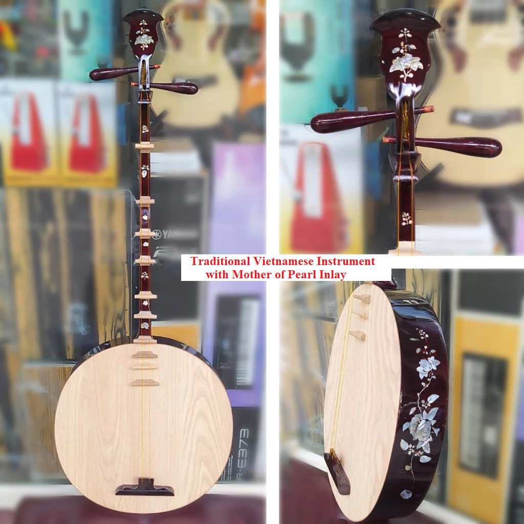 Vietnamese Moon Lute – Traditional Vietnamese Instrument with Mother of Pearl Inlay for Beginners