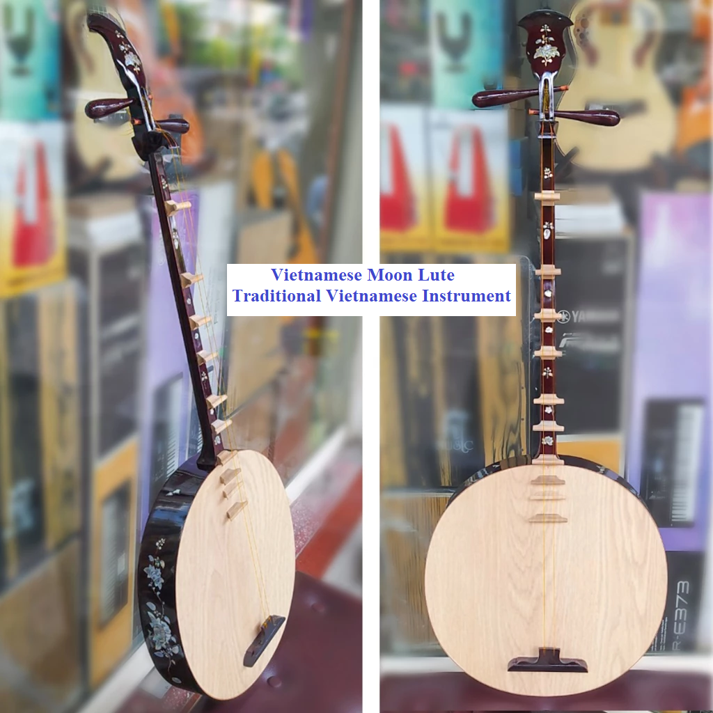 Vietnamese Moon Lute – Traditional Vietnamese Instrument with Mother of Pearl Inlay for Beginners