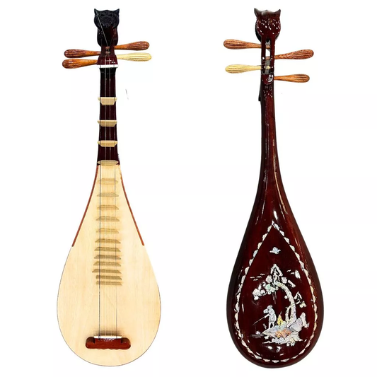 Vietnamese Pipa with Natural Wood Front and Mother of Pearl Inlaid Back