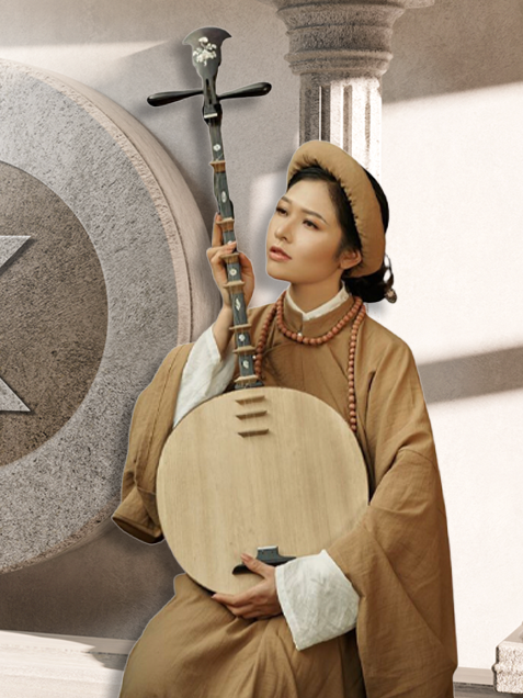 Vietnamese Moon Lute – Traditional Vietnamese Instrument with Mother of Pearl Inlay for Beginners