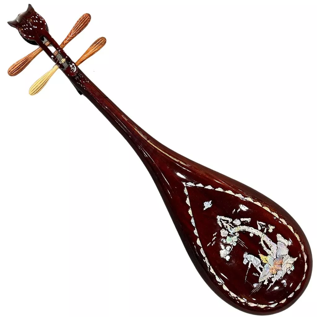 Vietnamese Pipa with Natural Wood Front and Mother of Pearl Inlaid Back