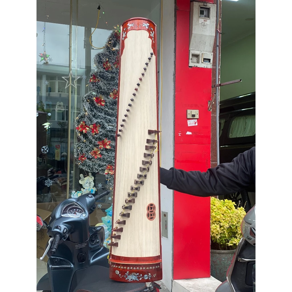 Vietnamese Zither Made from Carved Padauk (gỗ Hương) &nbsp;with Inlaid Mother-of-Pearl - Traditional Vietnamese Musical Instrument