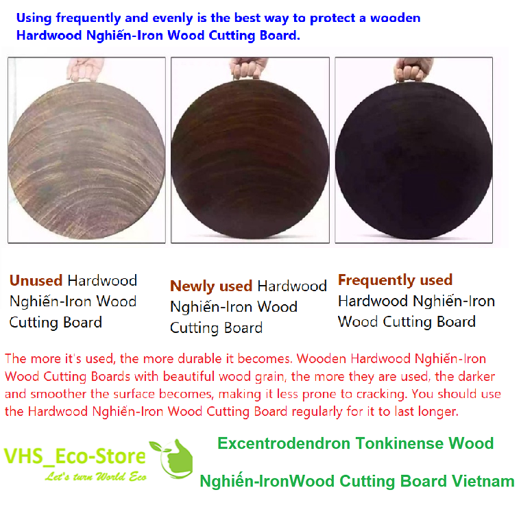 Handcrafted 34x5cm Excentrodendron Tonkinense  (Nghiến-IronWood) Cutting Board Authentic, No Sawdust for slicing, chopping chicken, duck, and bones