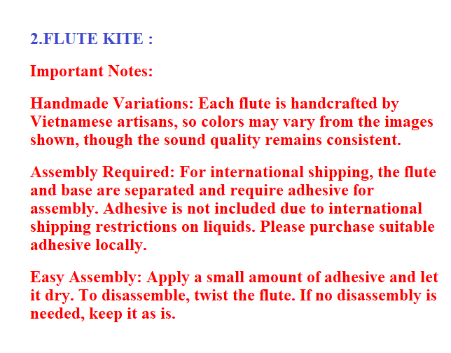 Combo Kite and Flute Kite: 5-Chamber Kite Flute and Kite’s Carbon Frame ranging 2m - Vietnamese Folk Handicraft