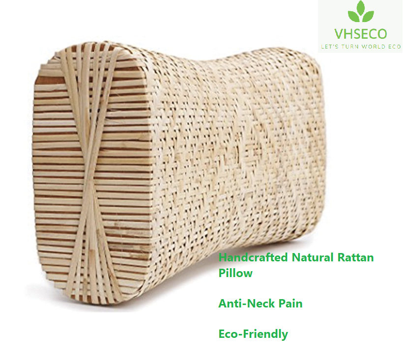 Handcrafted Natural Rattan Pillow, Anti-Neck Pain, Eco-Friendly