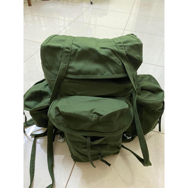 Vietcong Vintage Military Backpack: Durable Canvas Rucksack for Hiking and Traveling Outdoor Activities, Frog Bag