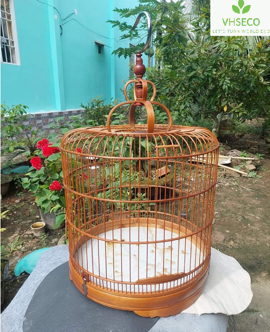 Vintage Vietnamese Artisans Handcrafted Bamboo Birdcage Frame Self-Assembly