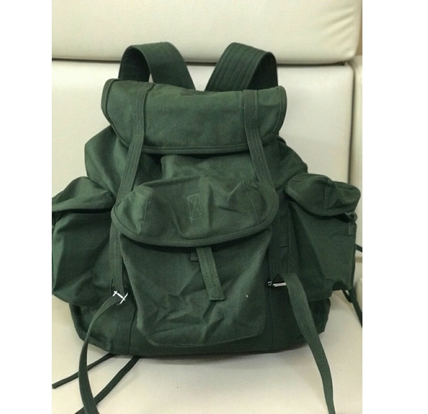 Vietcong Vintage Military Backpack: Durable Canvas Rucksack for Hiking and Traveling Outdoor Activities, Frog Bag