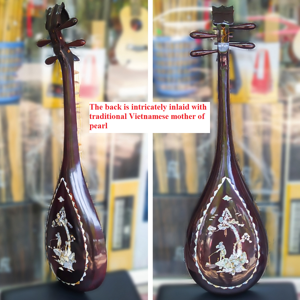 Vietnamese Pipa with Natural Wood Front and Mother of Pearl Inlaid Back