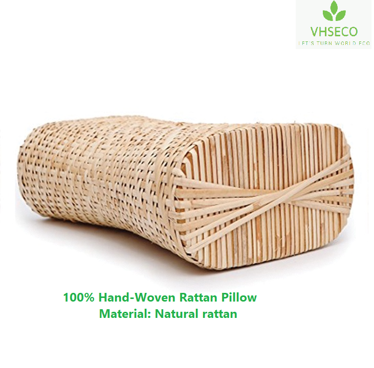 Handcrafted Natural Rattan Pillow, Anti-Neck Pain, Eco-Friendly