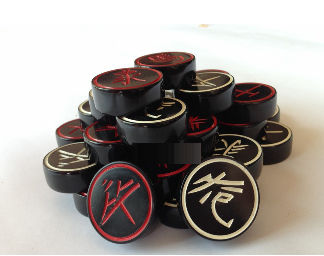 Black Buffalo Horn Chinese Chess Pieces Excludes Chess Table (Board)-Co Tuong Vietnam