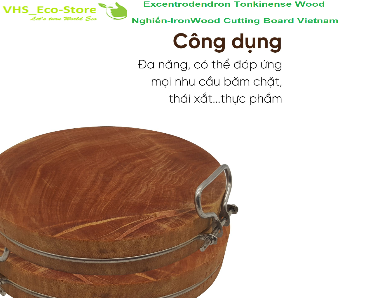 Handcrafted 34x5cm Excentrodendron Tonkinense  (Nghiến-IronWood) Cutting Board Authentic, No Sawdust for slicing, chopping chicken, duck, and bones