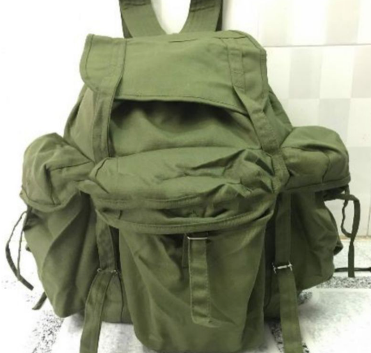 Vietcong Vintage Military Backpack: Durable Canvas Rucksack for Hiking and Traveling Outdoor Activities, Frog Bag