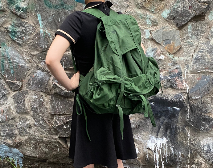 Vietcong Vintage Military Backpack: Durable Canvas Rucksack for Hiking and Traveling Outdoor Activities, Frog Bag