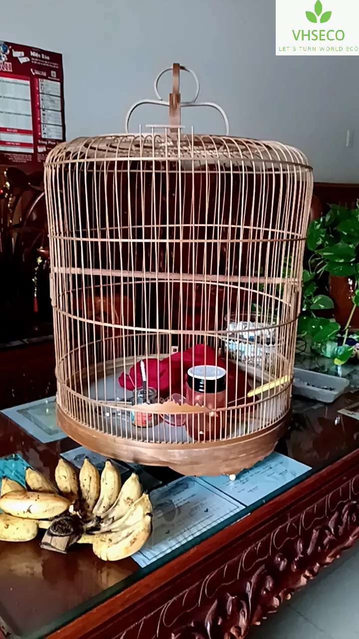 Vintage Vietnamese Artisans Handcrafted Bamboo Birdcage Frame Self-Assembly