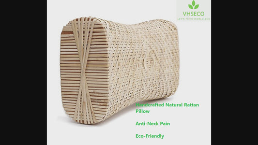 Handcrafted Natural Rattan Pillow, Anti-Neck Pain, Eco-Friendly