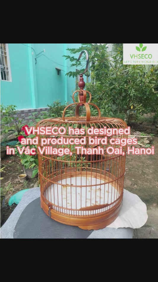 Vintage Vietnamese Artisans Handcrafted Bamboo Birdcage Frame Self-Assembly