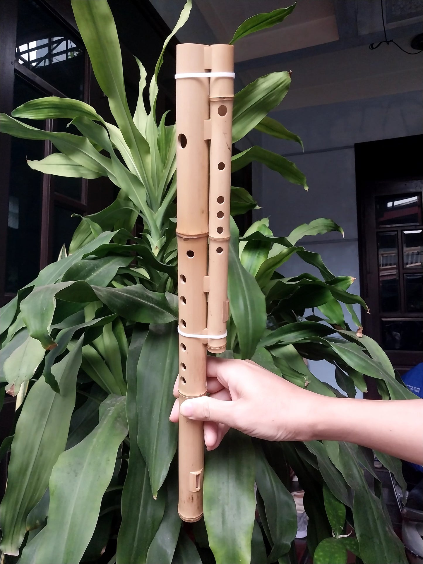 Double Cat Flute Sao Meo H'Mong Vietnamese Handmade Bamboo Musical Instrument