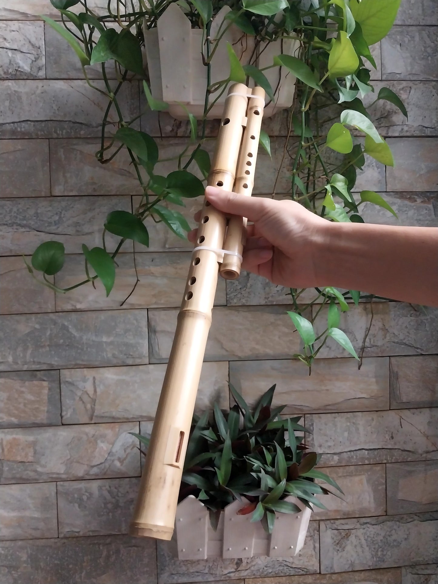 Double Cat Flute Sao Meo H'Mong Vietnamese Handmade Bamboo Musical Instrument