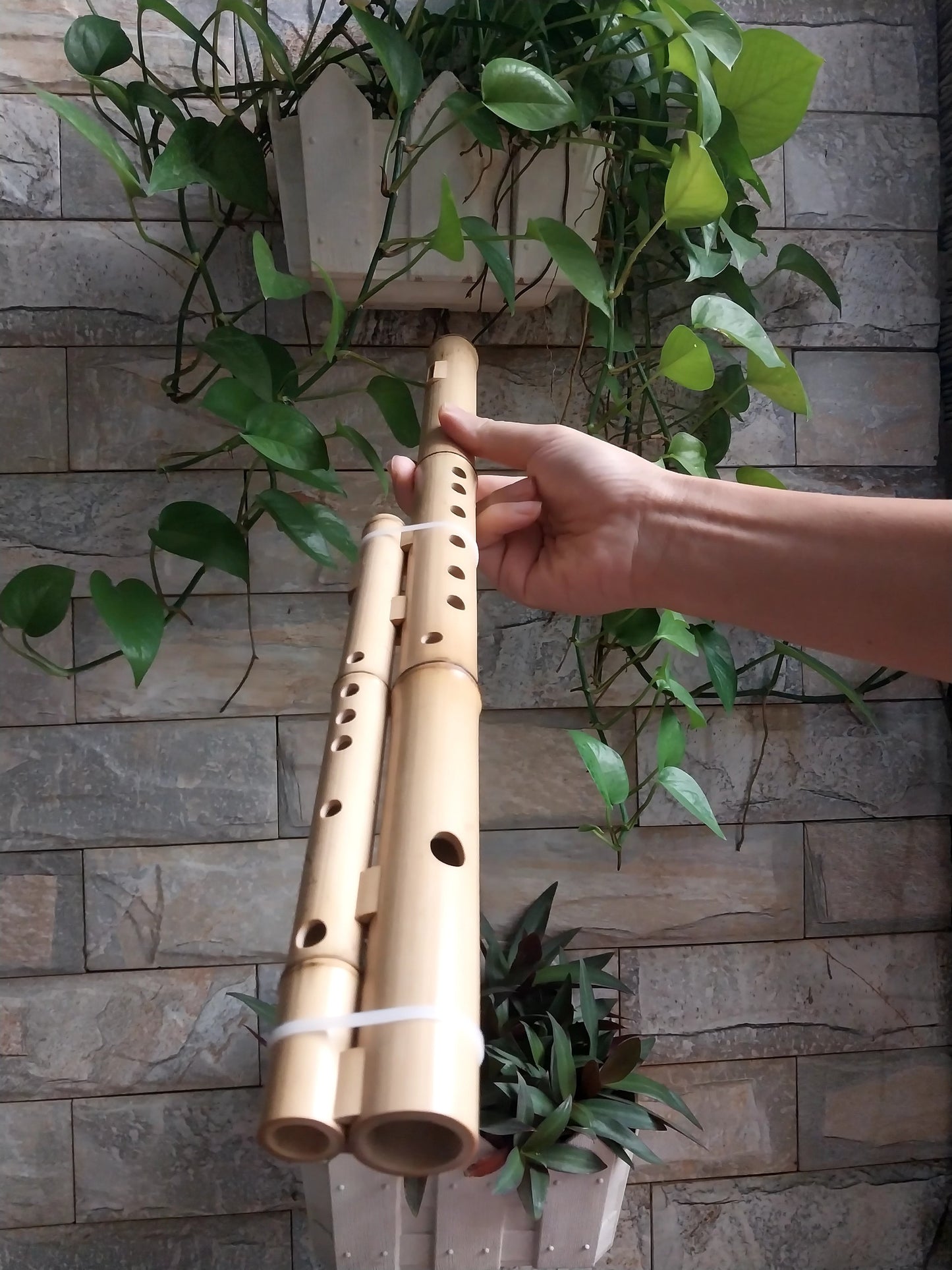 Double Cat Flute Sao Meo H'Mong Vietnamese Handmade Bamboo Musical Instrument